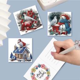 RUOPOTY-Pintura Diamante Cartões De Natal, Diamante Bordado DIY, Presente De Natal, Festa De Saudação Com Conjunto De Cartão Envelope, 12Pcs - Image 4