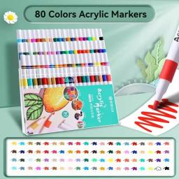Pintura Acrílica Art Marcador Pen Set for Kids, Pintura de Rocha, Graffiti Stone, Vidro Cerâmico, Madeira Artesanato DIY, Artigos de Arte, 12-80 Cores - Image 2