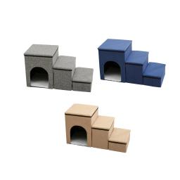 Escada dobrável com caixa de armazenamento, ninho de gatinho, rampa para cães e gatos, escada de cama, 3 passos - Image 6