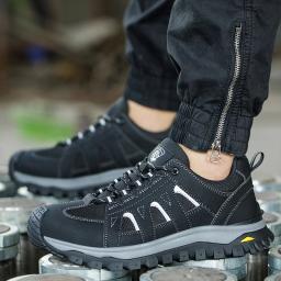 Sapatos de segurança de dedo do pé de aço homens botas de segurança de trabalho leve respirável confortável tênis botas masculinas sapatos antiderrapantes - Image 2