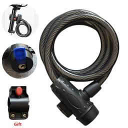 Anti-Theft Steel Cable Bicycle Lock and Bracket, Bike Segurança Acessório, Scooter Lock, 1,2 m - Image 1