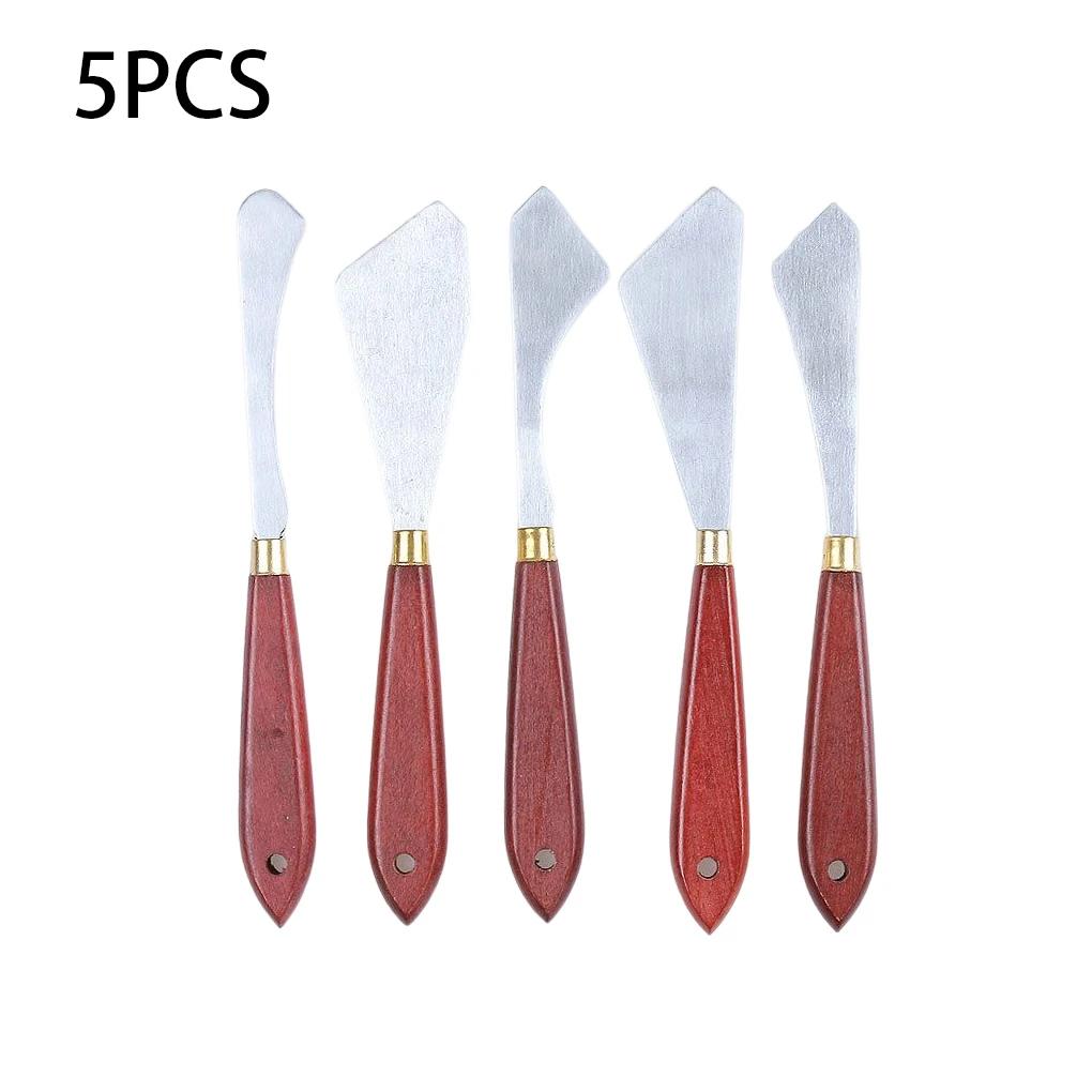 Pintura misturando o raspador de aço inoxidável arte espátula special-shaped slicer para óleo de aquarela acrílico 5 pces estilo a - Image 1