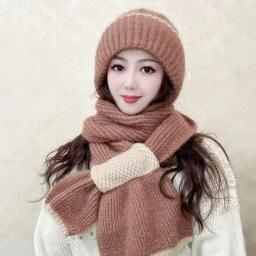 Chapéu cachecol de inverno, design de dois tons, forrado de lã, à prova de vento, proteção para os ouvidos, gorro de malha quente para clima frio, atividades ao ar livre - Image 3