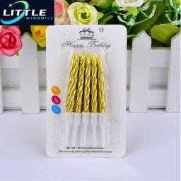 Tópico Cor Velas De Aniversário Com Suporte, Bolo De Vela, Fontes Do Partido, Decoração Do Casamento, Bebê, Atmosfera De Crianças, 10Pcs por Conjunto - Image 4