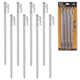 A barraca de aço resistente de campingmoon 6 pces/8 pces estacas estacas com gancho e furo projeta o prego à terra dos pegs da barraca de acampamento para o dossel da barraca - Image 1