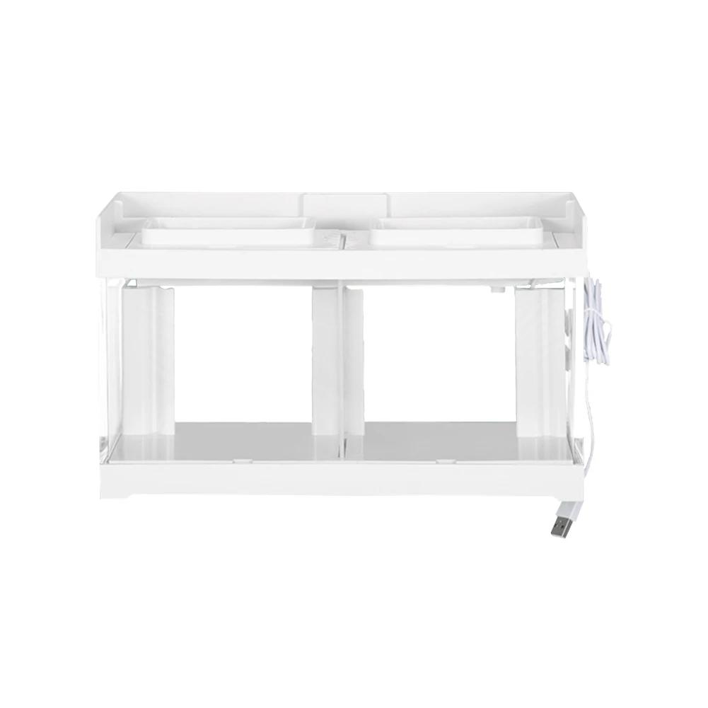 Mini aquário com filtro LED Light, conjunto de tanques de peixes, 2-4 design de grade, aquário pequeno, tanque de peixes para escritório e sala de estar aquario kit completo - Image 1