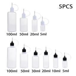 Garrafa plástica portátil, aplicador de cola, ponta de agulha reutilizável, ferramenta de papel artesanal, Scrapbooking DIY, 5 ml, 10 ml, 20 ml, 30 ml, 50 ml, 100ml, 5pcs - Image 1