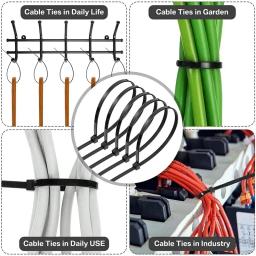 Self-Locking Nylon Abraçadeiras, Cord Ties Straps, Cabos ajustáveis Fixação Loop, Home Office Wire Zip Gravatas, Atacado, 2000 Pcs, 100Pcs - Image 5
