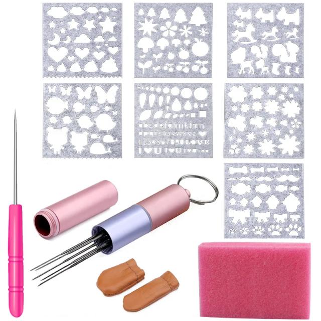Kit DIY de Feltro de Lã: Molde, Fibra Roving e Agulhas para Artesanato Criativo