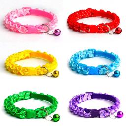 Colar de gato ajustável com pingente de sino, cães pequenos e médios, colar de cachorro, fivela de segurança, laço doce, bonito - Image 2
