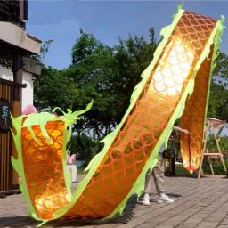 Conjunto corpo dragão com corda para adultos, suporte de dança fita, vermelho e azul, banhado a ouro, performance festiva quadrada, 6 m, 8 m, 10 m - Image 3
