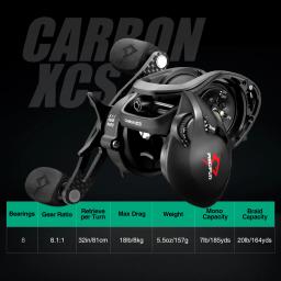 Piscifun carbono xcs carretel de arremesso 8kg arrastar 156g carretel de pesca de arremesso 8.1:1 relação de engrenagem sistema de freio duplo carretel de fundição de quadro carp fishing reel - Image 6
