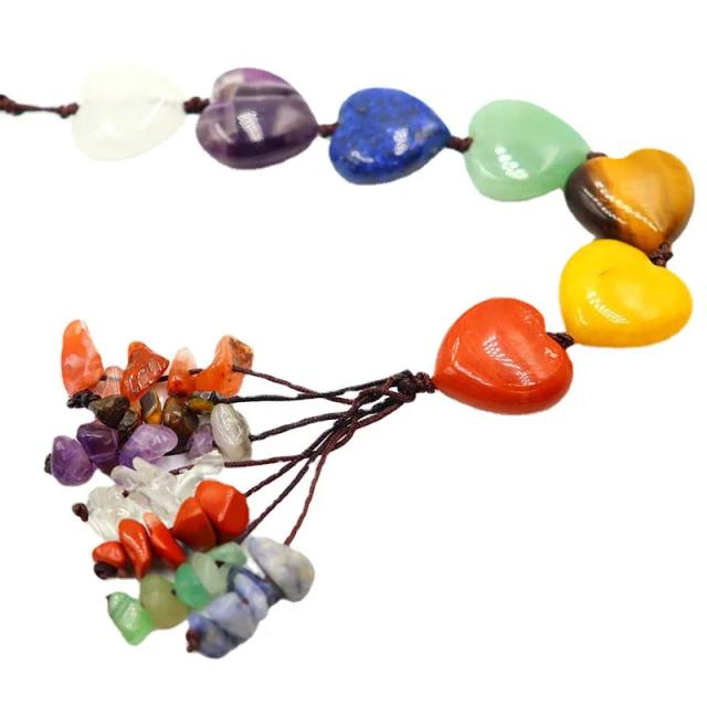 Ornamento Artesanal com Cristais Coloridos e Borlas para Meditação e Decoração com 7 Chakras e Pedras Naturais