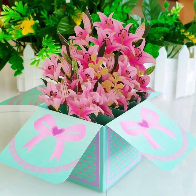 Bouquet 3D Pop Up: Cartões Felizes para o Dia das Mães, Aniversários e Agradecimentos - Ideias de Presentes para Namorada e Professor