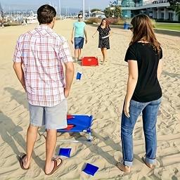 1 conjunto de jogo portátil vermelho e azul com buraco de milho, dobrável e durável, jogo de bolsa de praia - Image 6
