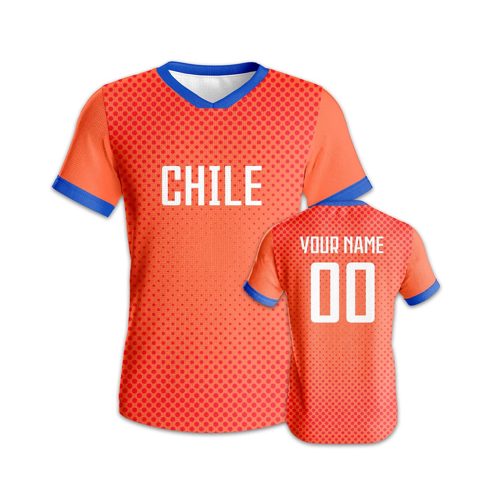 Camisa de futebol personalizada do Chile, camisa de futebol respirável de secagem rápida, nome personalizado, número, uniforme esportivo para fãs, homens, mulheres, jovens - Image 1