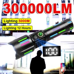 Lanterna led de alta potência, super brilhante, longo alcance, 5000m, recarregável, usb, ultra poderosa, tática, lâmpada de mão, acampamento - Image 1
