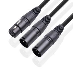 0.5m 3 pinos xlr 1 fêmea para 2 macho cabo de extensão áudio mic y cabo divisor áudio para misturador gravador xlr 3 pinos fêmea - Image 4