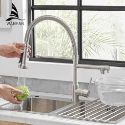 Single Lever Pull Down Spring Spout Mixer Tap, Torneiras de latão para pia de cozinha, guindaste de água quente e fria, 9009 - Image 6