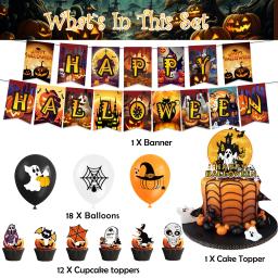 Tema dos desenhos animados Cake Topper, Decoração de festa de aniversário, Série Horror, Banner, Balão, Baby Shower, Halloween Party Supplies - Image 2