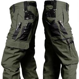Calça de trabalho resistente ao desgaste homem multi-bolso calças de carga reta ao ar livre jogging calças táticas primavera outono calças casuais - Image 4
