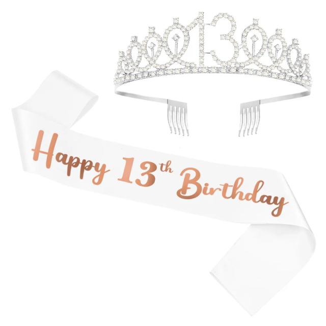 Decorações de Festa de Aniversário Femininas: Faixas, Tiara e Coroas para Idades de 10 a 80 anos