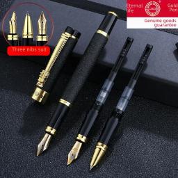 Eternal Aço Pen Set, Caneta Assinatura de 3 Peças, Caligrafia Estudante, Papelaria Escritório, Cartucho de Tinta Recarregáveis - Image 1