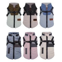 Casaco impermeável com arnês para cães pequenos e grandes, roupas para animais, casaco quente, roupas chihuahua, fantasias de cachorro, inverno - Image 1