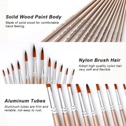 Round Pointed Tip Pincéis Set for Art Drawing, Artist Acrílico, Aquarelle, Guache, Aquarela, Pintura a óleo, 12pcs - Image 2