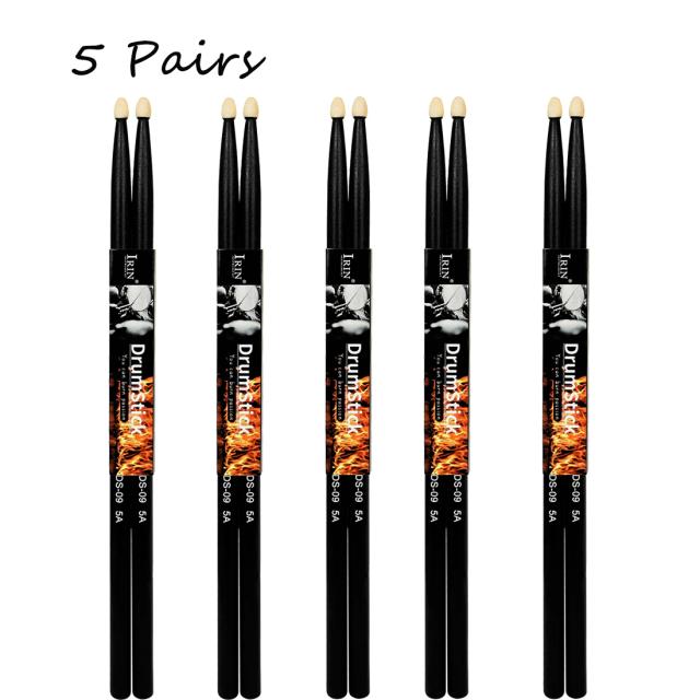 Baquetas de Madeira Maciça IRIN 5A para Jazz e Percussão - Acessório Universal em Bordo Resistente e Preto