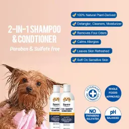 Natural Hidratante Dog Shampoo e Condicionador, Adequado para Pele Sensível, PH Equilibrado, Cachorro, 2 em 1 - Image 3