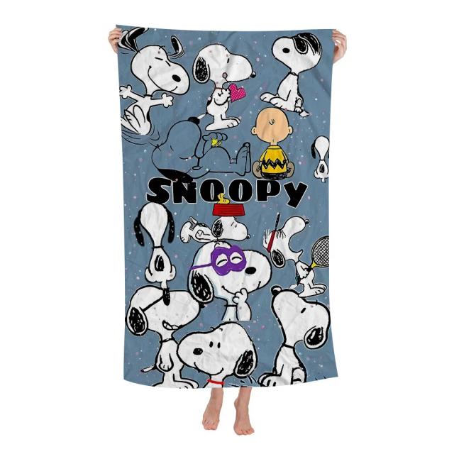 Toalha de Praia de Microfibra Snoopy: Rápida Secagem, Super Absorvente e Ideal para Yoga, Natação e Aventura ao Ar Livre.