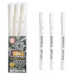 3 pçs sakura gelly rolo gel canetas destaque marcador para diário arte desenho clássico tinta branca ponto sortido fino médio negrito - Image 1