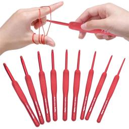 Agulha de Crochet de alumínio com alça de silicone Ganchos de crochê vermelho DIY Agulhas de tricô para camisola Ferramenta de costura Weave - Image 3
