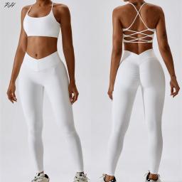 Fato de treino sem costura para mulheres, Workout Sportswear, roupas de ginástica, leggings de cintura alta, roupas esportivas fitness, conjunto sólido sexy, 2 peças - Image 1
