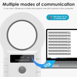 Portátil animal Tag Reader, leitor de Microchip, USB, RFID, Pet Chip Scanner, Armazenamento de Dados, EMID, FDX-B, ISO 11784/85, W90D, 134.2Khz, 125Khz - Image 4
