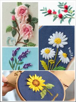 Kit Bordado Iniciante com Hoop, Padrão Flores, DIY Kits Completos, bordado em Roupas, Costura Ponto Cruz - Image 5