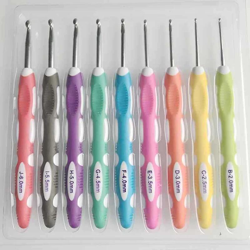 Ergonômico Crochet Hook Set, Agulha de tricô, Acessórios de costura, DIY Hand-made Tool, Sweater Needle, 9pcs por conjunto - Image 1