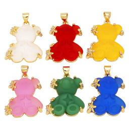 OCESRIO-Multicolor Resina Urso Pingente para Colar, Cobre, Banhado A Ouro, Crystal Star, Animal Bonito, Jóias Fazendo Suprimentos, pdtb402 - Image 1