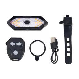 USB de carregamento LED bicicleta cauda luz, Night Riding, controle remoto sem fio, Turn Signal Lights, 32 LEDs - Image 1