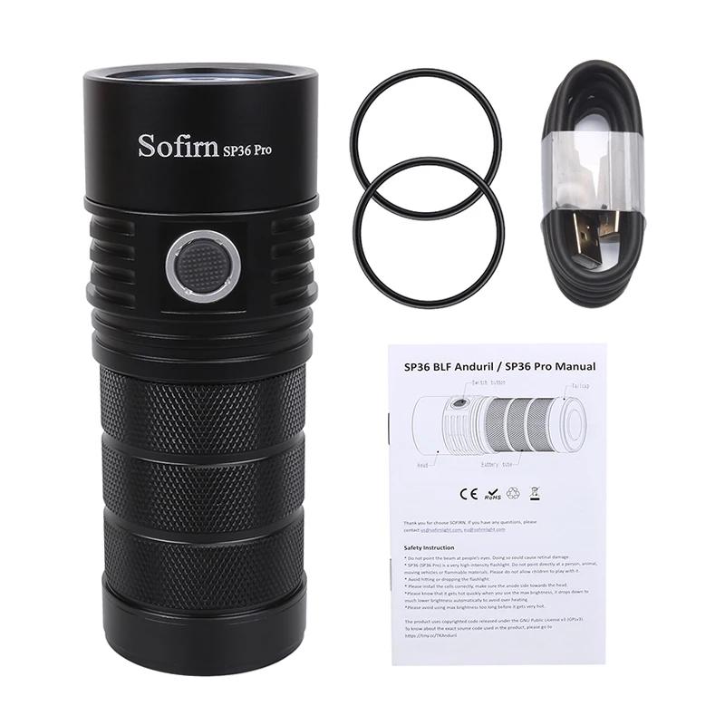 Sofirn-SP36 Pro lanterna LED poderosa, USB C tocha recarregável, 4 x SST40, 18650, 8000lm - Image 1