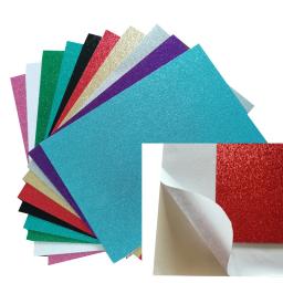 15 folhas a4 tamanho 200gsm autoadesivo glitter cardstock papel para artesanato diy, cupcake topper, aniversário e decorações de festa de casamento - Image 1