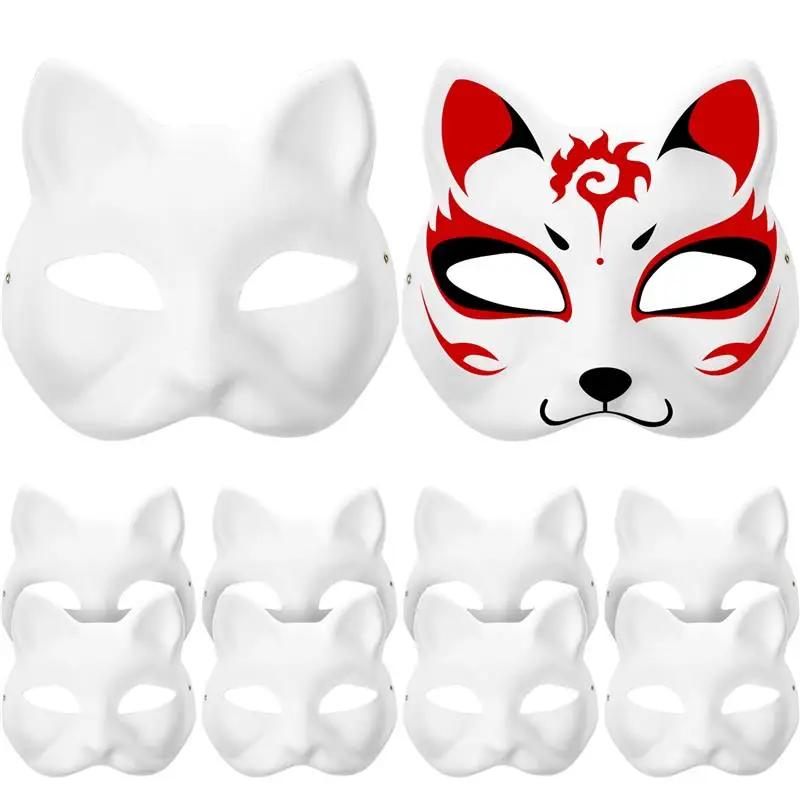 Máscaras De Papel Branco para Festa De Halloween, Máscara De Gato Em Branco, Decoração DIY, Pintura, Masquerade, Cosplay, 10Pcs - Image 4