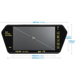 7 Polegada tela lcd full hd espelho monitor de estacionamento bluetooth usb fm player vídeo display automático para câmera traseira backup do carro - Image 4
