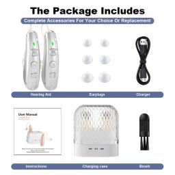 Aparelho auditivo digital usb recarregável, amplificador de som atrás da orelha, cancelamento de ruído para idosos, cuidados surdos, estojo de carregamento - Image 6