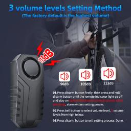 Wsdcam anti-roubo alarme de bicicleta com vibração remota acionada alarme de bicicleta operado por bateria forte 113db sirene sem fio - Image 4