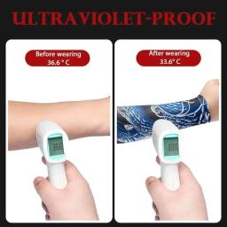 Luvas de braço de gelo esportivo para homens, ciclismo, UV, solar, manguito respirável, proteção solar, impressão da capa do braço, anti-queimaduras solares, manga longa, verão - Image 4