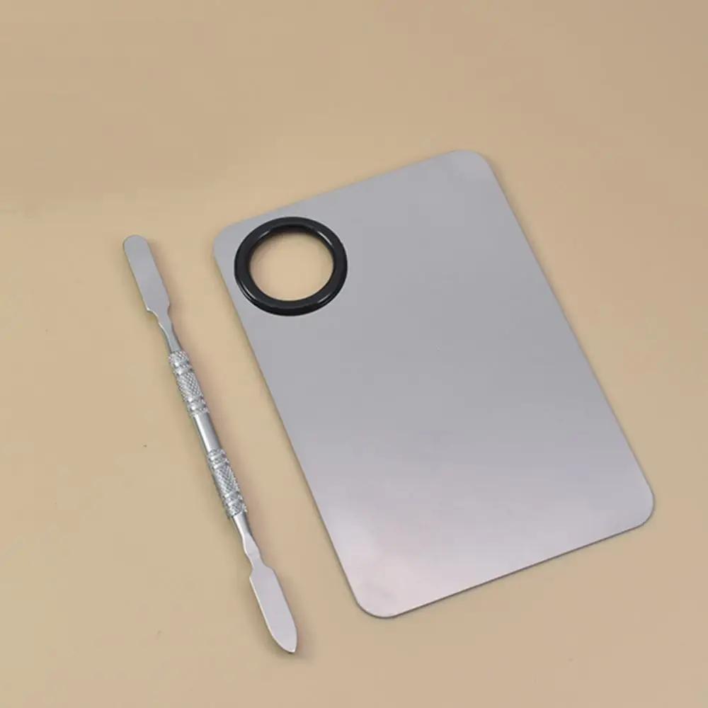 Paleta De Cores De Maquiagem Portátil Com Espátula, Aço Inoxidável, Base Líquida Bandeja De Mistura, Placa De Cor Durável - Image 1
