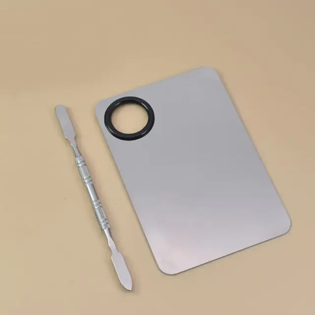 Paleta de Cores de Maquiagem Portátil com Espátula e Bandeja de Mistura em Aço Inoxidável