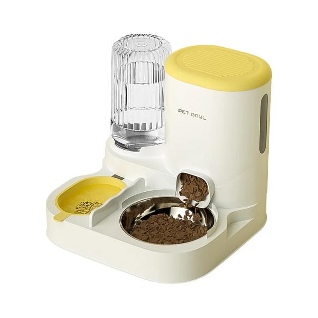 Alimentador automático 2 em 1 para cães e gatos com grande capacidade e tigela de aço inoxidável